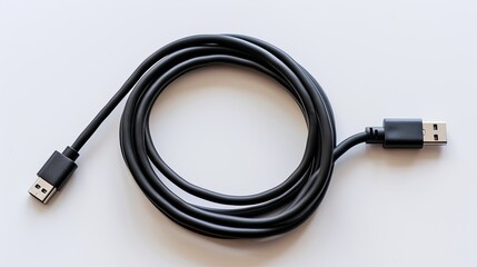 Phone USB Type A to C cable, isolated mobile data connector on white background