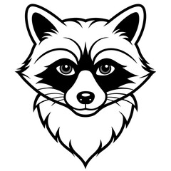 A Raccoon head silhouette line art vector illustration design.