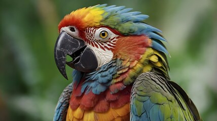 Fototapeta premium A colorful parrot is shown with a blue and yellow feathers 