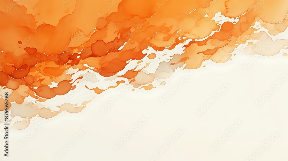 Poster flowing orange abstract brush strokes on a white background, creating a dynamic and artistic design.