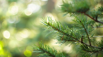 Obraz premium Pine Branch with Soft Sunlight