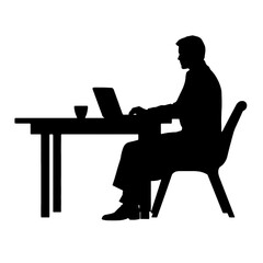 Young business man working with his laptop in the office or home