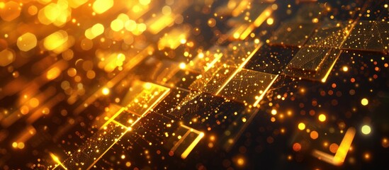 Obraz premium Golden Abstract Background with Glowing Particles