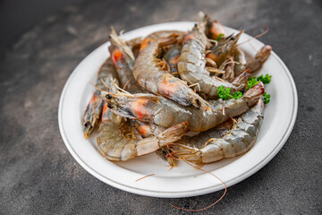 raw shrimp seafood prawn food fresh meal food snack on the table copy space food background rustic top view 