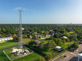 Cellphone tower near a small town neighborhood
