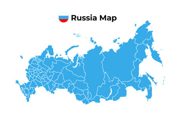 Russia Map and Flag. High detailed vector map.