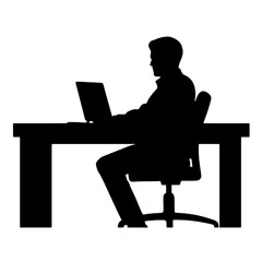 Man working on laptop vector illustration