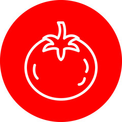 Tomato Vector Line White Circle Red