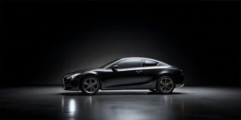 Black Luxury Car in Dark Studio Setting