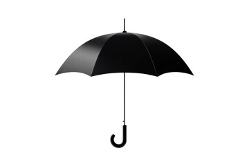 Sleek black umbrella isolated on a white background. Perfect for rainy days, protection from rain, and stylish weather accessory.