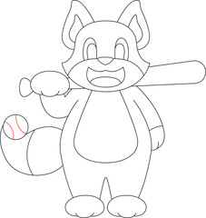 Cat Baseball Baseball bat Sports Animal Vector Graphic Art Illustration