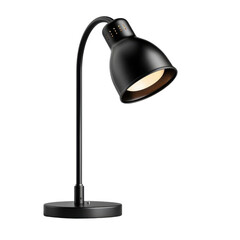 Elegant black desk lamp with a modern design and a round base, perfect for office or home workspace lighting.