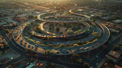 City street highway bridge interchange for traffic solutions, banner.