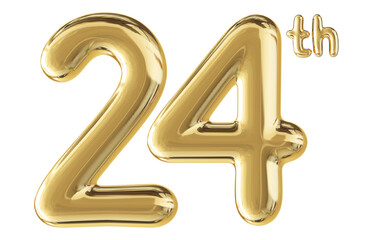 24th Anniversary Gold Number 3D
