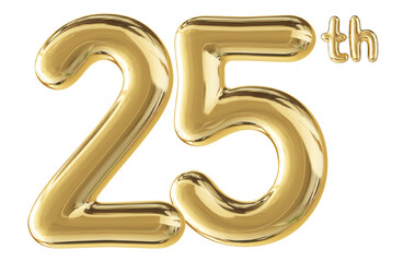 25th Anniversary Gold Number 3D