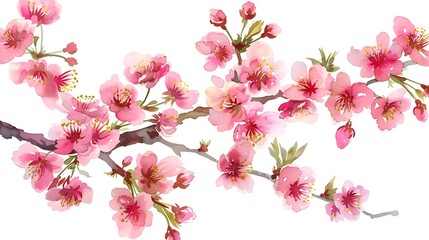 Naklejka premium Delicate Watercolor Cherry Blossoms