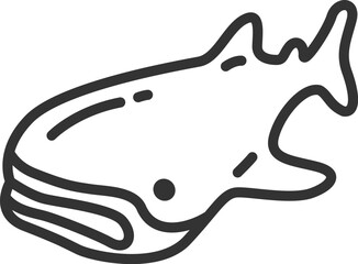 ジンベイザメのアイコン（線画）のイラスト