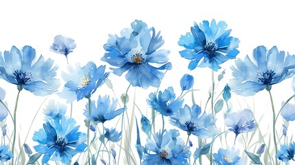 Fototapeta premium Watercolor Blue Flowers