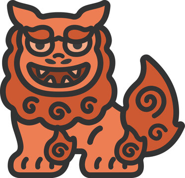 recommend clip art: シーサーのアイコン（線画カラー）のイラスト