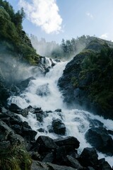 waterfall in the mountains