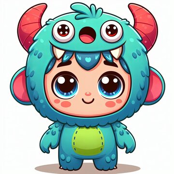Kid in Cute Monster Outfit