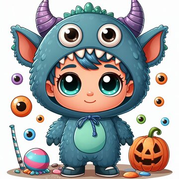 Child Monster in Cozy Costume