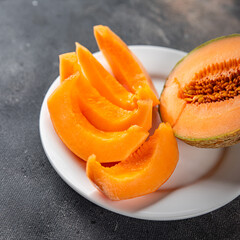 Melon Charentais sweet fruit fresh meal food snack on the table copy space food background rustic top view