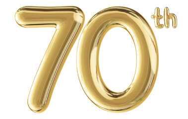 70th Anniversary Gold Number 3D