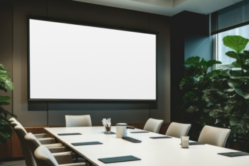 Meeting room screen png mockup, transparent design