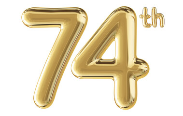 74th Anniversary Gold Number 3D