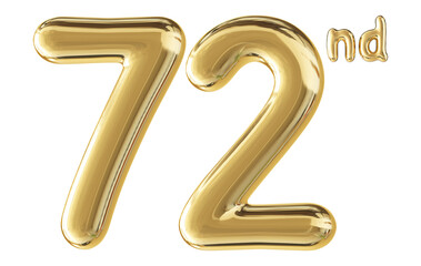72nd Anniversary Gold Number 3D