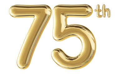 75th Anniversary Gold Number 3D