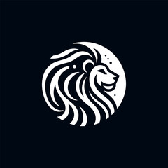 Lion head creative circle illustration vector logo icon for t-shirt design. Bold and impactful graphic for branding.