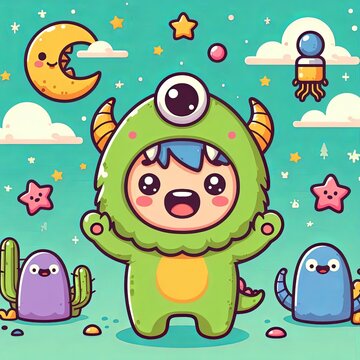 Tiny Monster with Adorable Pajamas