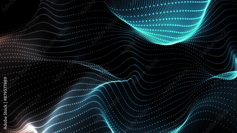 Poster abstract motion digital blue dots wave animated futuristic technology background. abstract dots back
