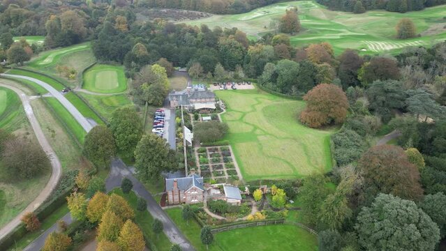 the garden house restaurant beaverbrook country house golf club estate aerial circling shot side