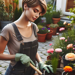 ガーデニングをする女性