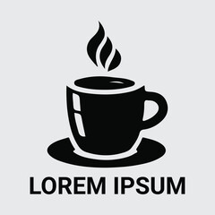 Stylish Black Coffee Cup Vector Silhouette for Logo Design, graphics design