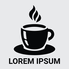 Stylish Black Coffee Cup Vector Silhouette for Logo Design, graphics design