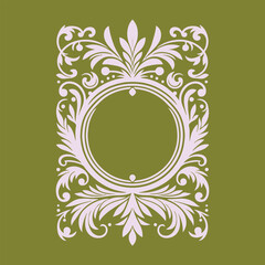 Elegant White Floral Ornament Border Frame for vintage graphics Design, 