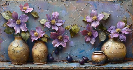 Vase of Purple Flowers, Abstract Art