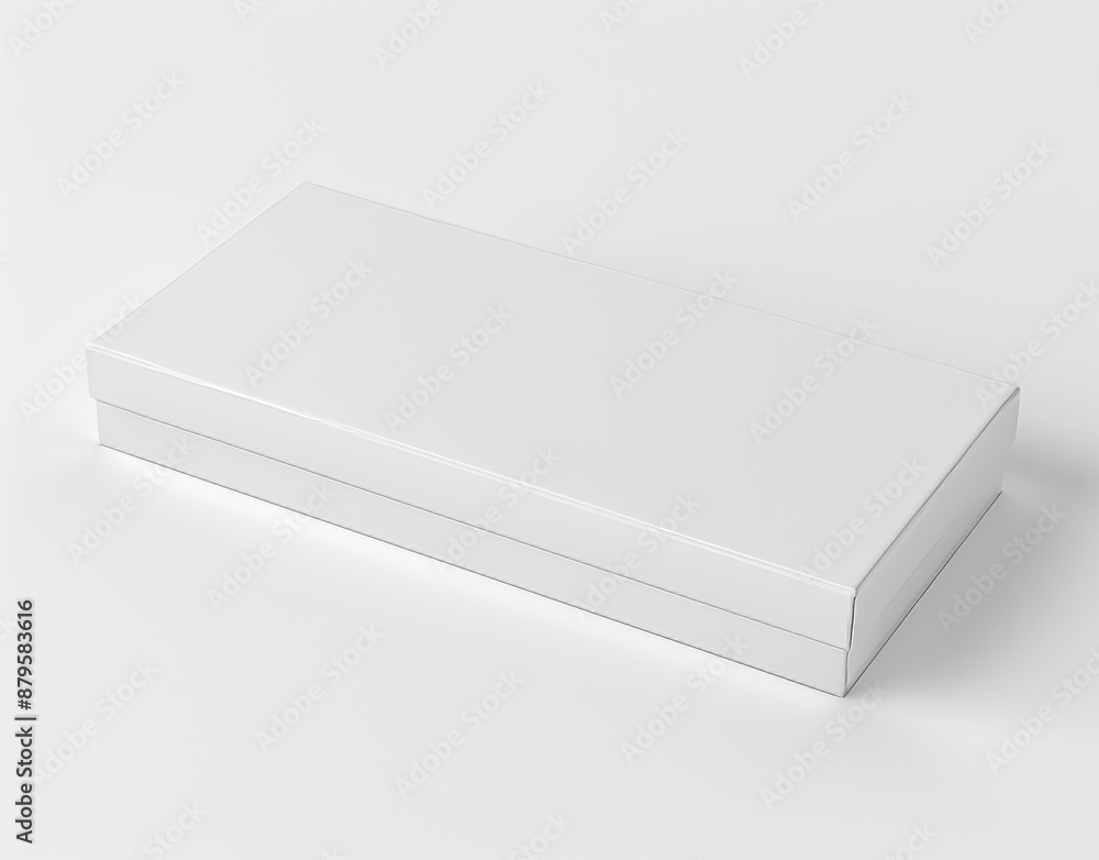 Poster mock up of white box package template with blank paper packaging and background design