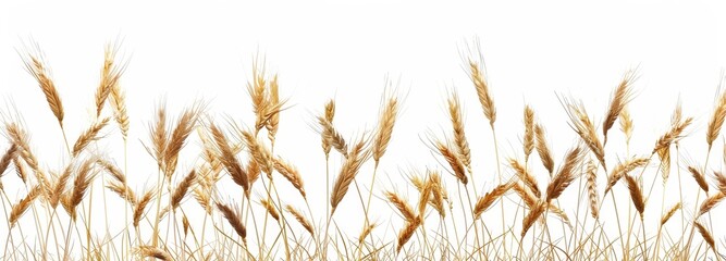 Wheat field border on white background - Stock Photo