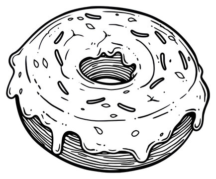 recommend clip art: PNG Illustration of a minimal simple donut dessert cartoon sketch.
