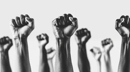 The image depicts several raised hands with closed fists, symbolizing solidarity and support for the Black Lives Matter movement