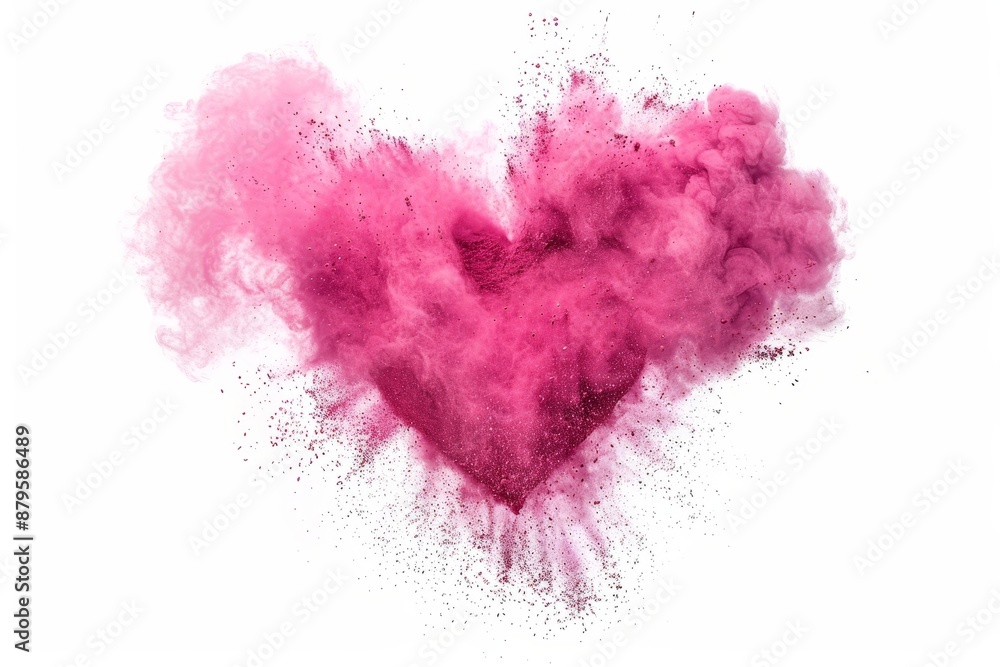 Poster the heart shape of an explosion on a transparent background is isolated.