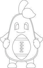 Avocado American Football Sports Vector Graphic Art Illustration