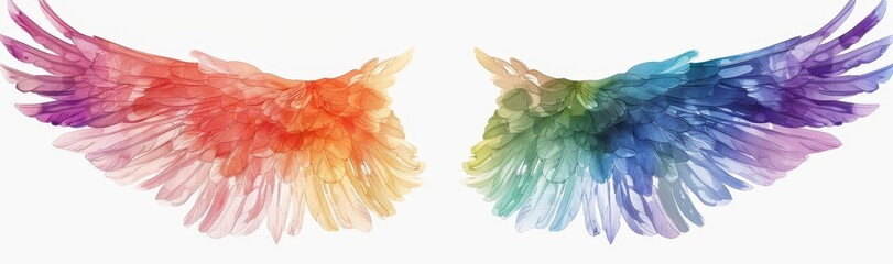Obraz premium Transparent background with rainbow pride wings.