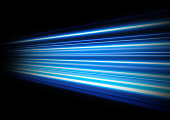 Colorful speed light trails on black background, motion blur effect