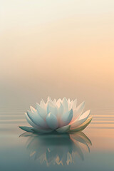 Tranquil and Peaceful Water Lily at Sunset Spiritual Silence Concept